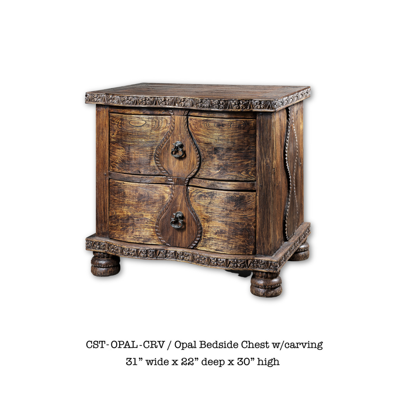 Opal With Carving Bedside Chest