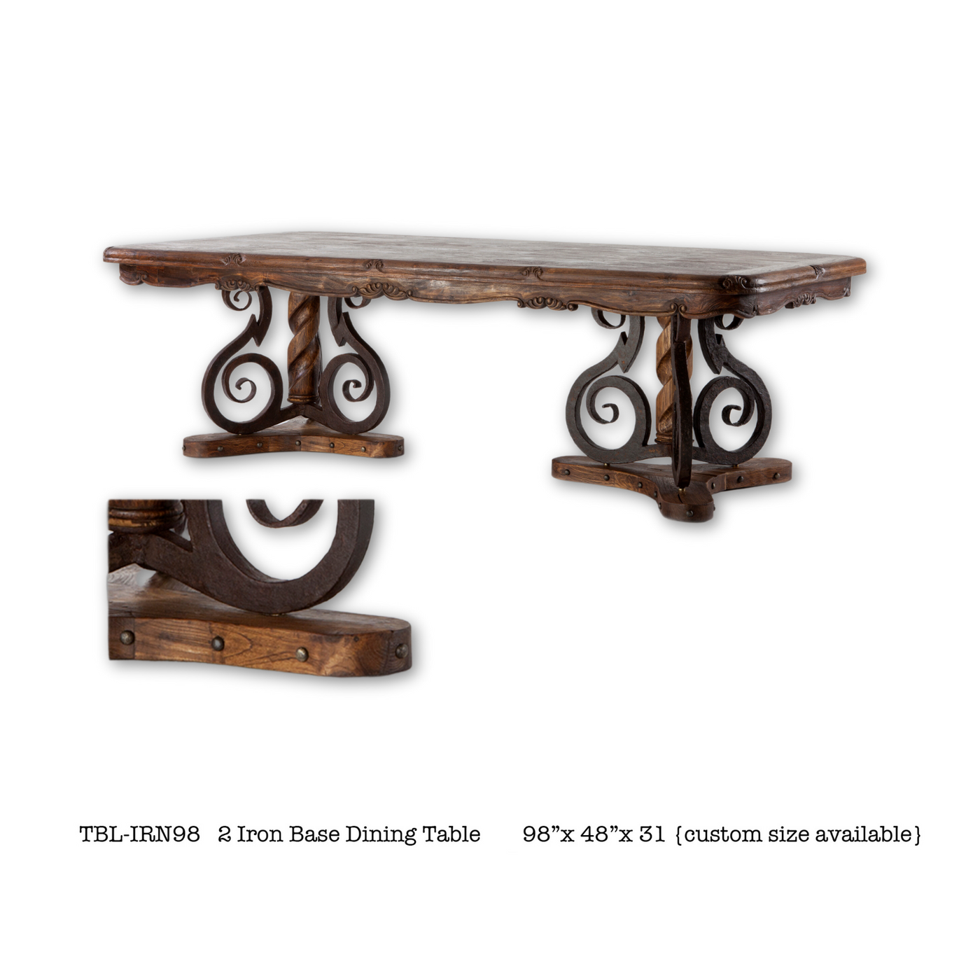 Two Iron Base Dining Table