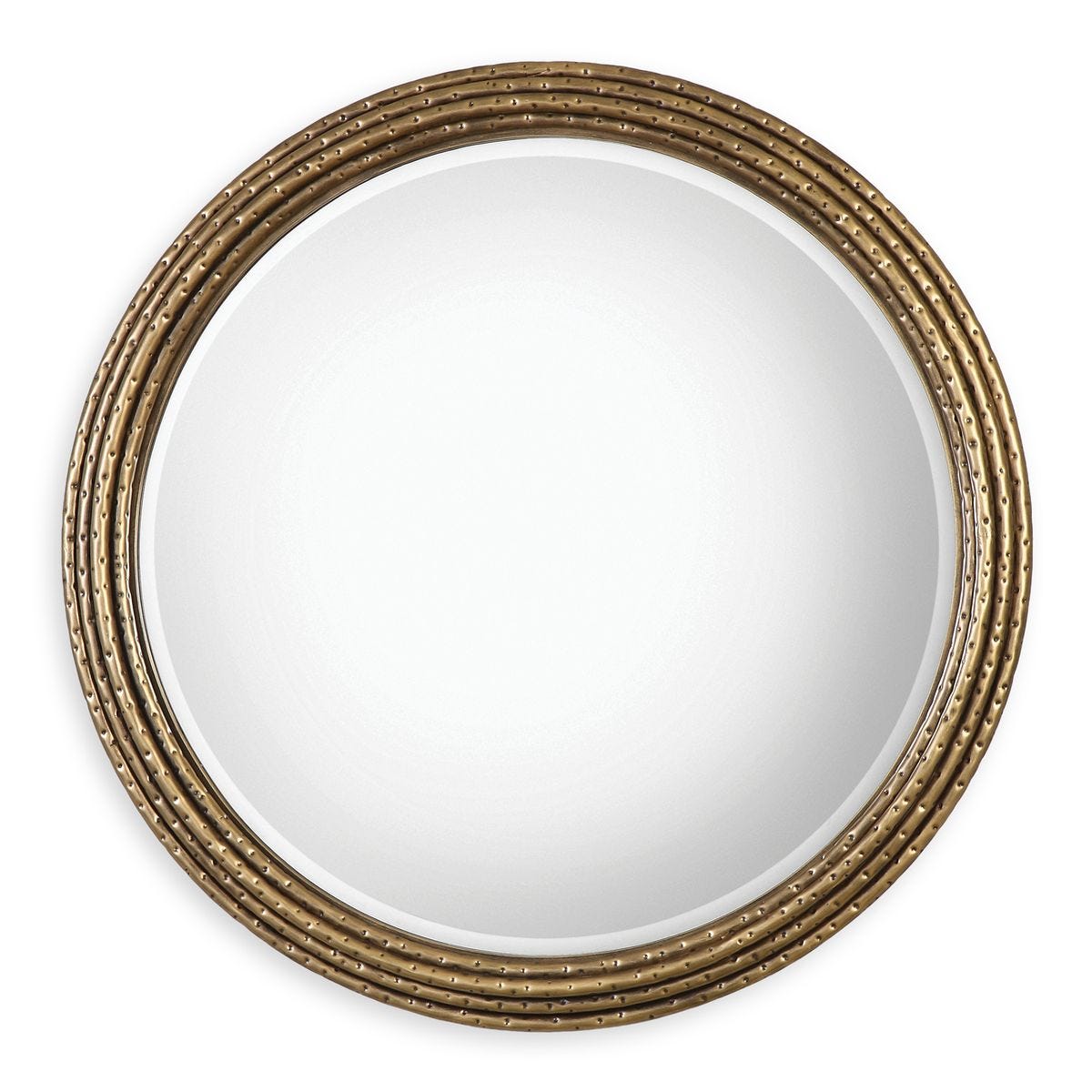 Hammered Brass Round Mirror