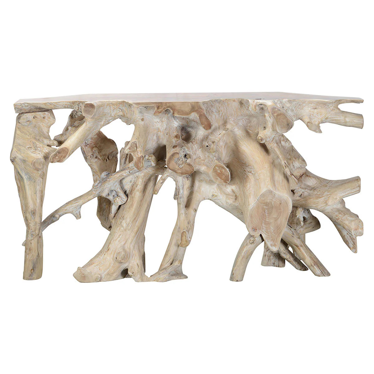 White Wash Root Console Table