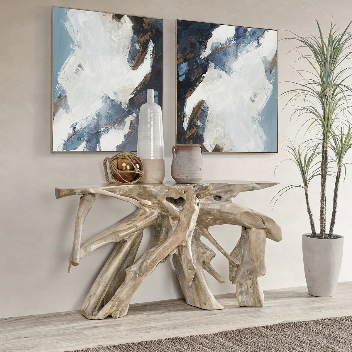 White Wash Root Console Table