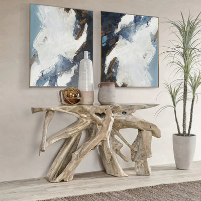 White Wash Root Console Table