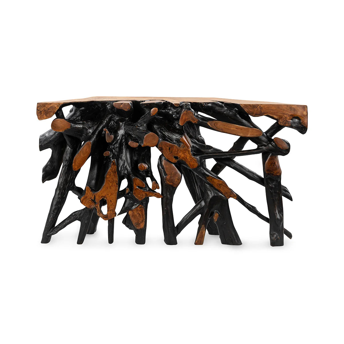 Black Brown Root Console Table
