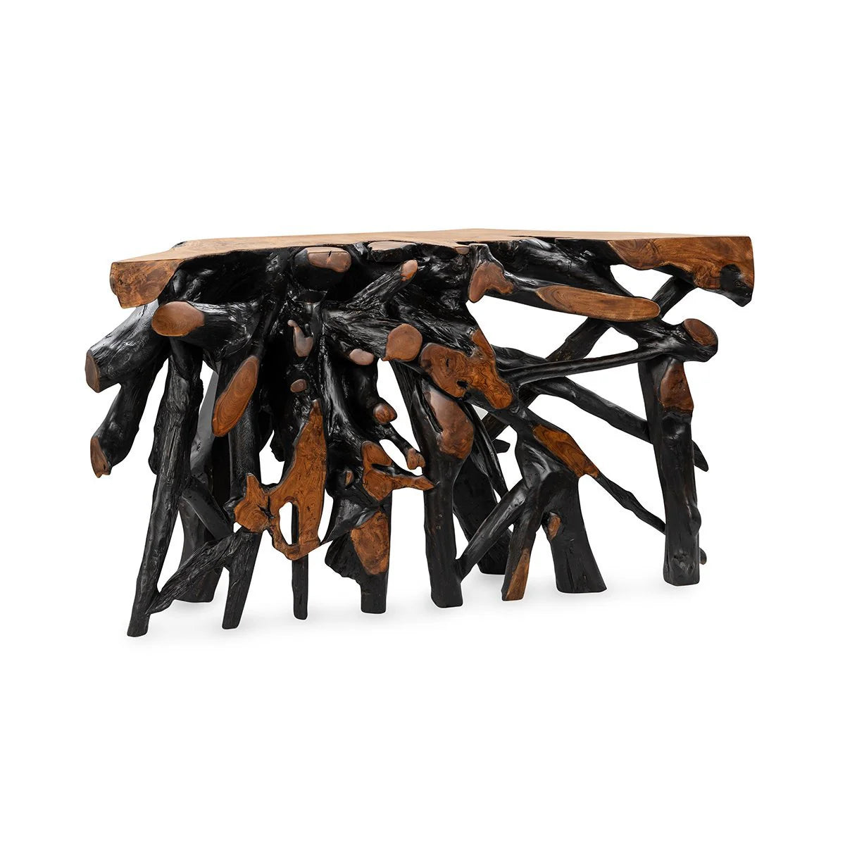 Black Brown Root Console Table