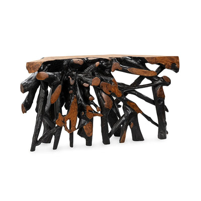 Black Brown Root Console Table
