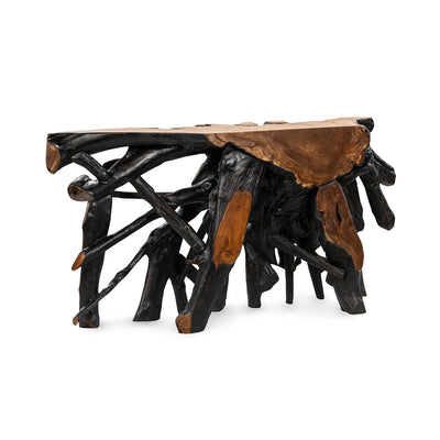 Black Brown Root Console Table