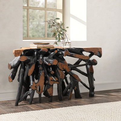 Black Brown Root Console Table