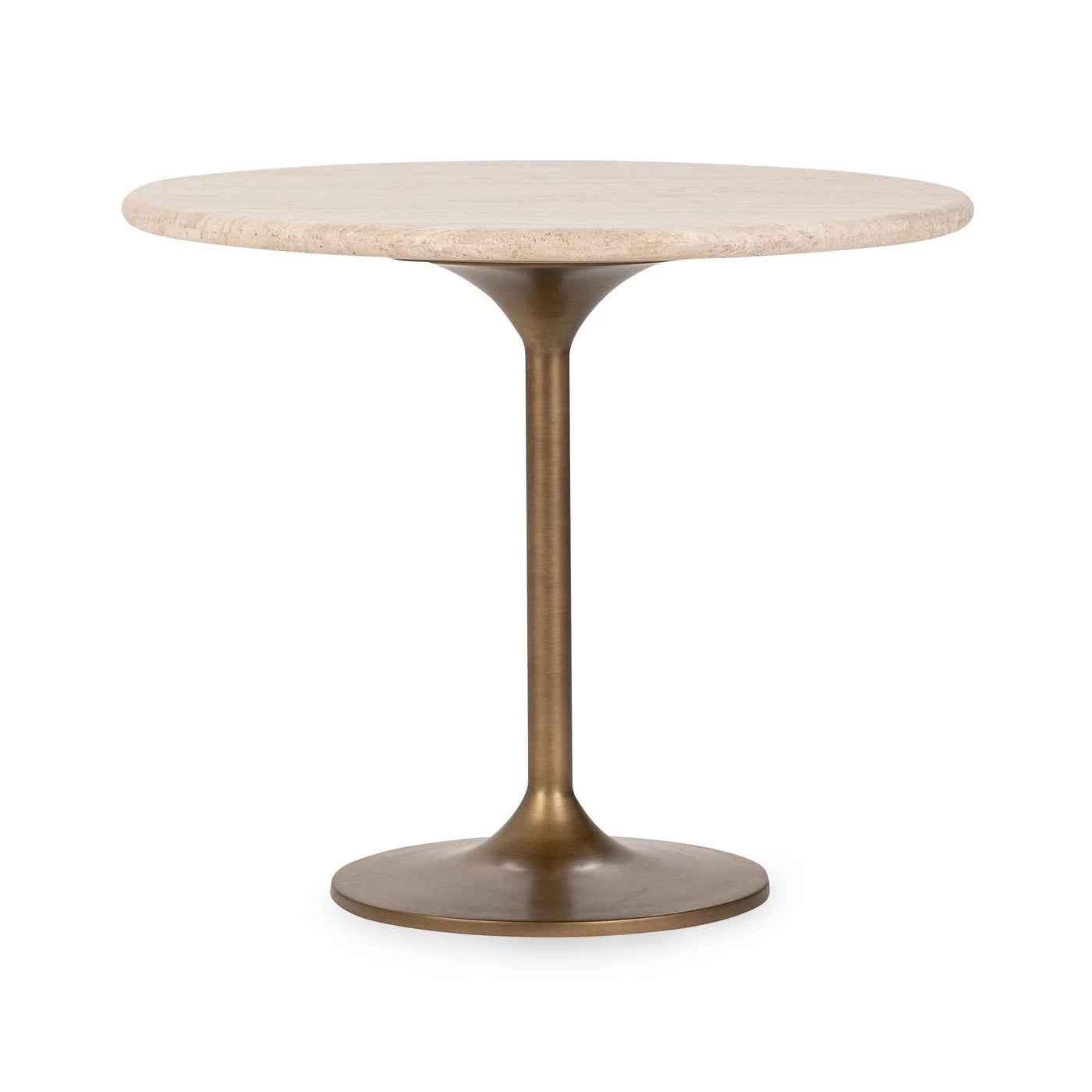 Tan Travertine Round Tulip Table