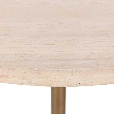 Tan Travertine Round Tulip Table