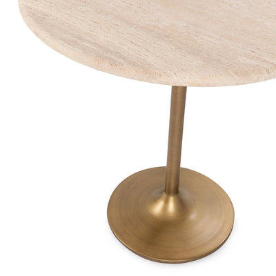 Tan Travertine Round Tulip Table