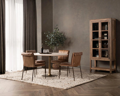 Tan Travertine Round Tulip Table