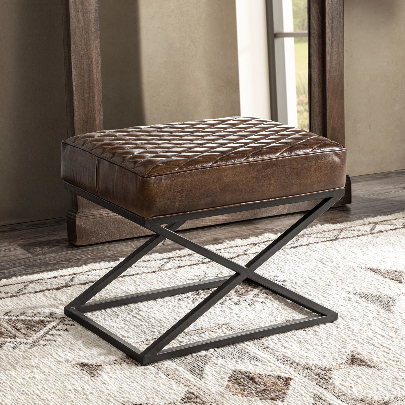 Leather Rectangle Stool