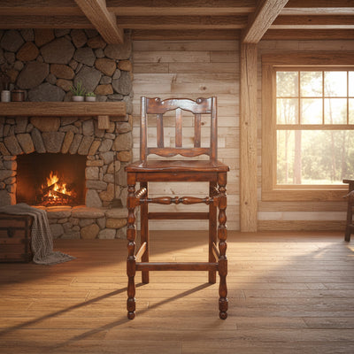 Antique Hardwood Bar Stool