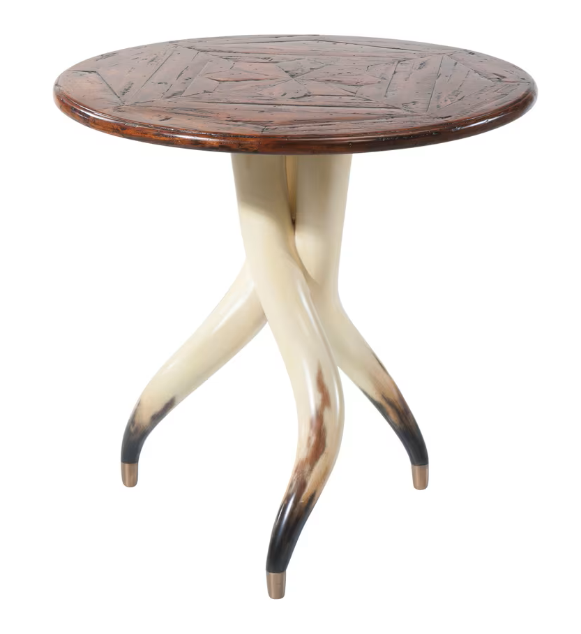 Cast Metal Longhorn Side Table