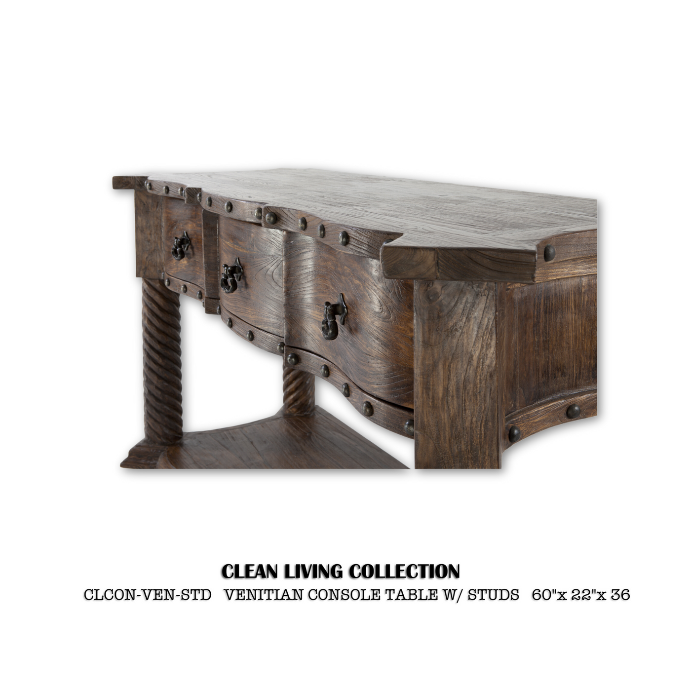 Venetian Twisted Leg With Studs Console Table