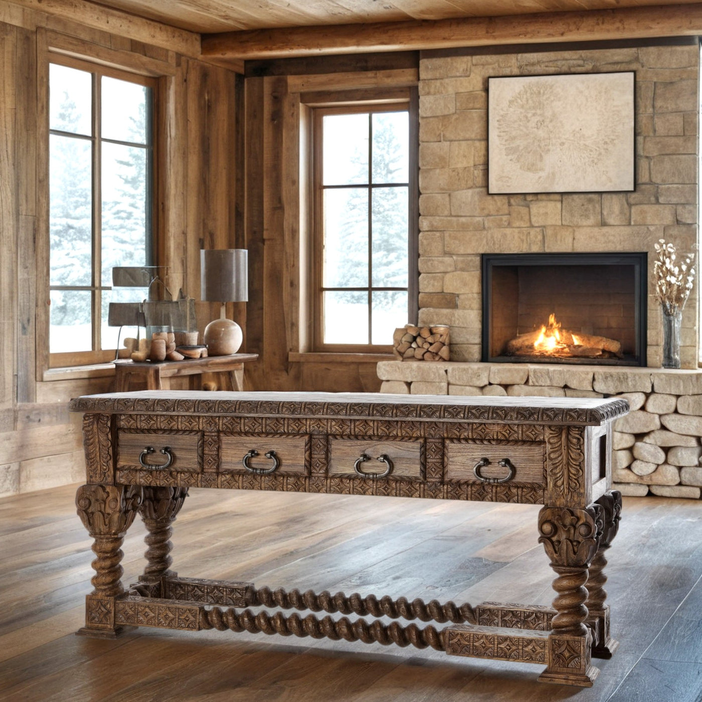 Corinthian 4-Drawer Console Table