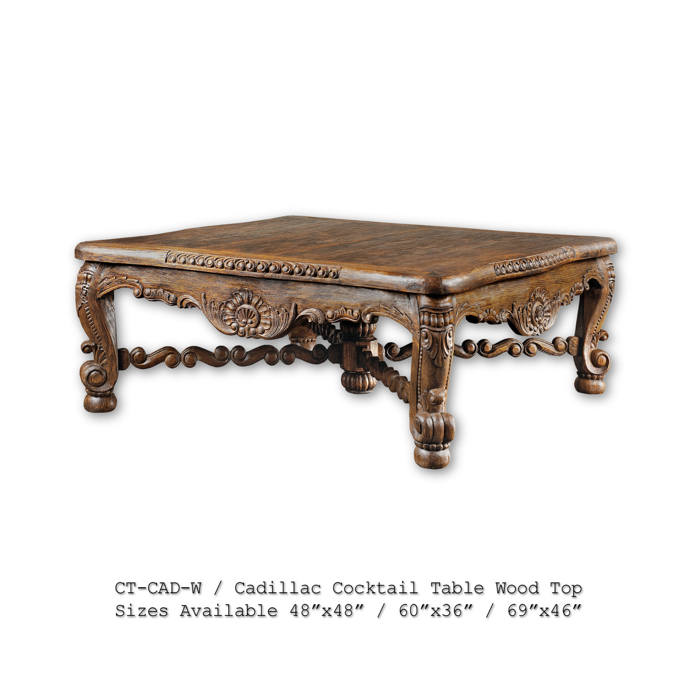 Cadillac 48" Square Wood Cocktail Table
