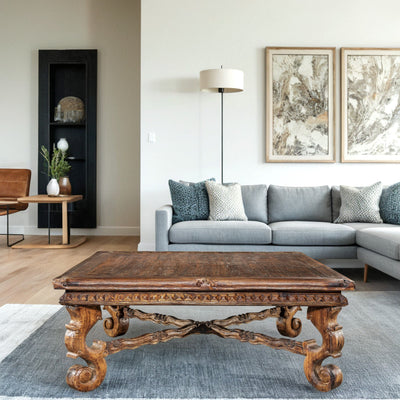 Santana Square Cocktail Table With Wood Stretcher