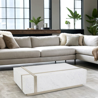 Carrara Crossband Block Cocktail Table