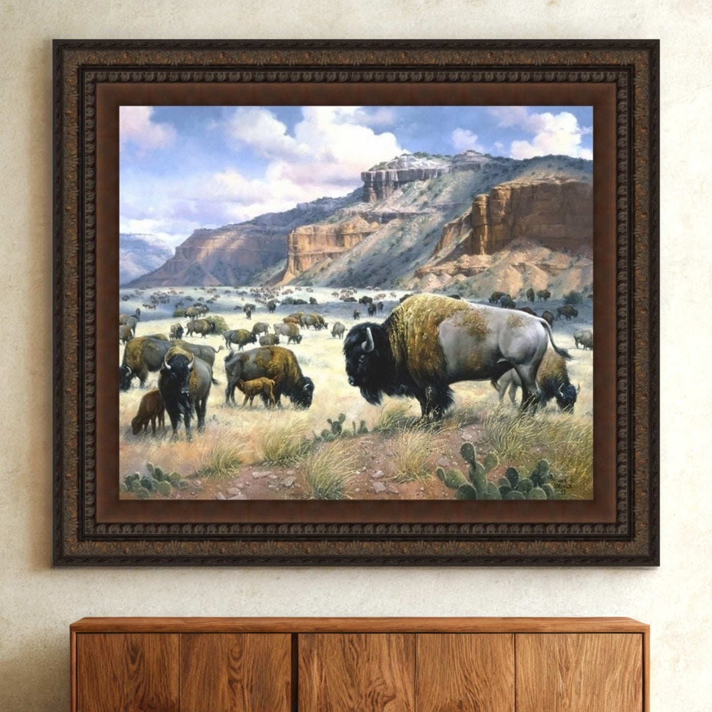 Grazing Buffaloes Art