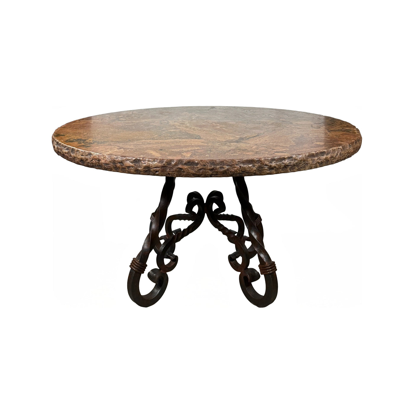 Travertine Top W/ Talavera Iron Base