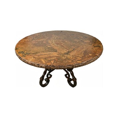 Travertine Top W/ Talavera Iron Base