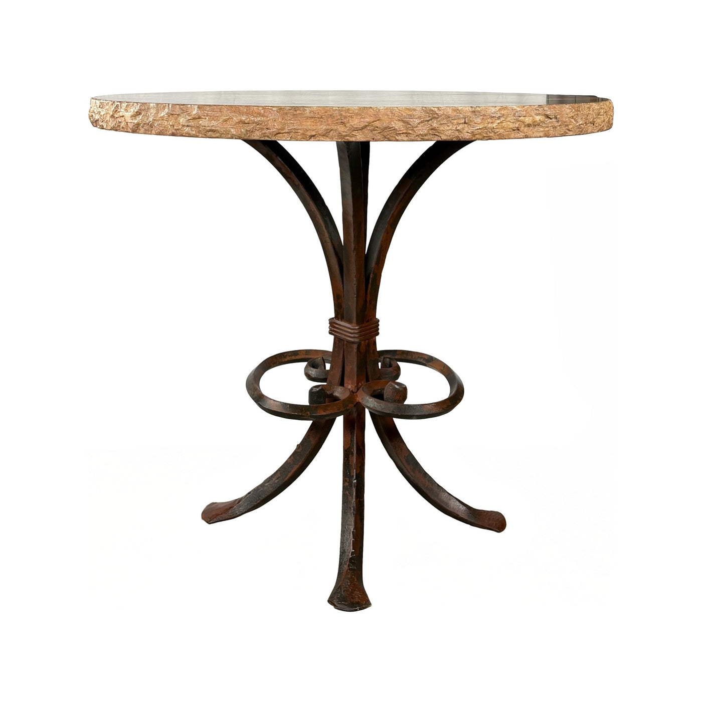 Travertine Top W/ Valencia Iron Base