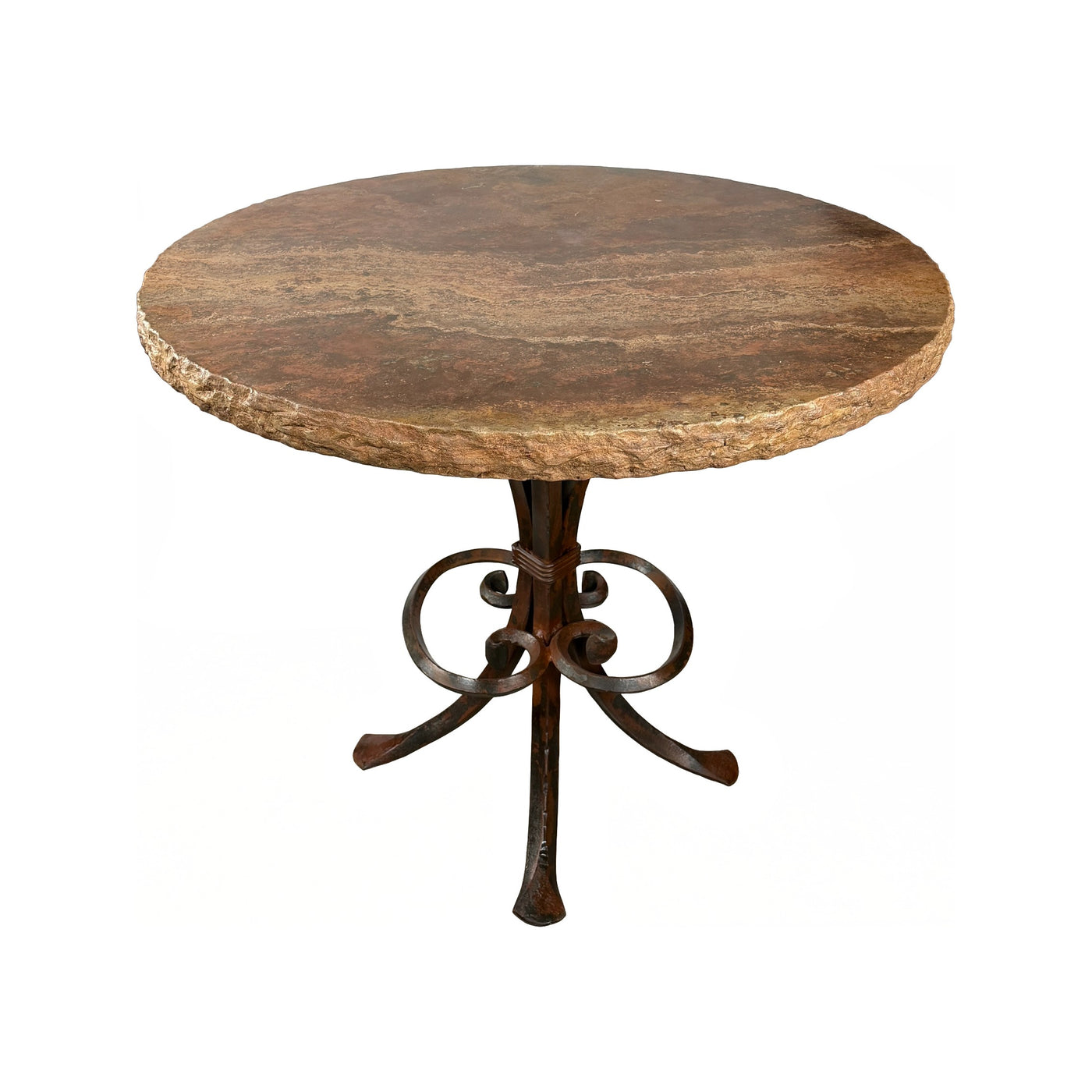Travertine Top W/ Valencia Iron Base
