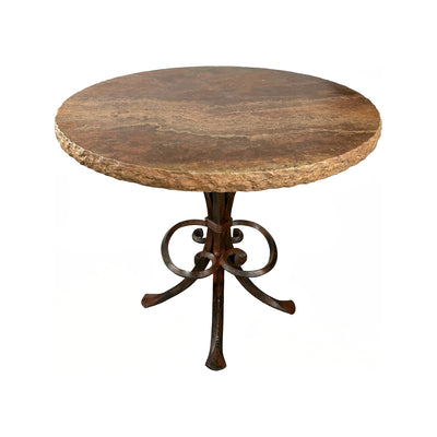 Travertine Top W/ Valencia Iron Base
