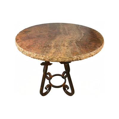 Travertine Top W/ Montecillo Iron Pub Base