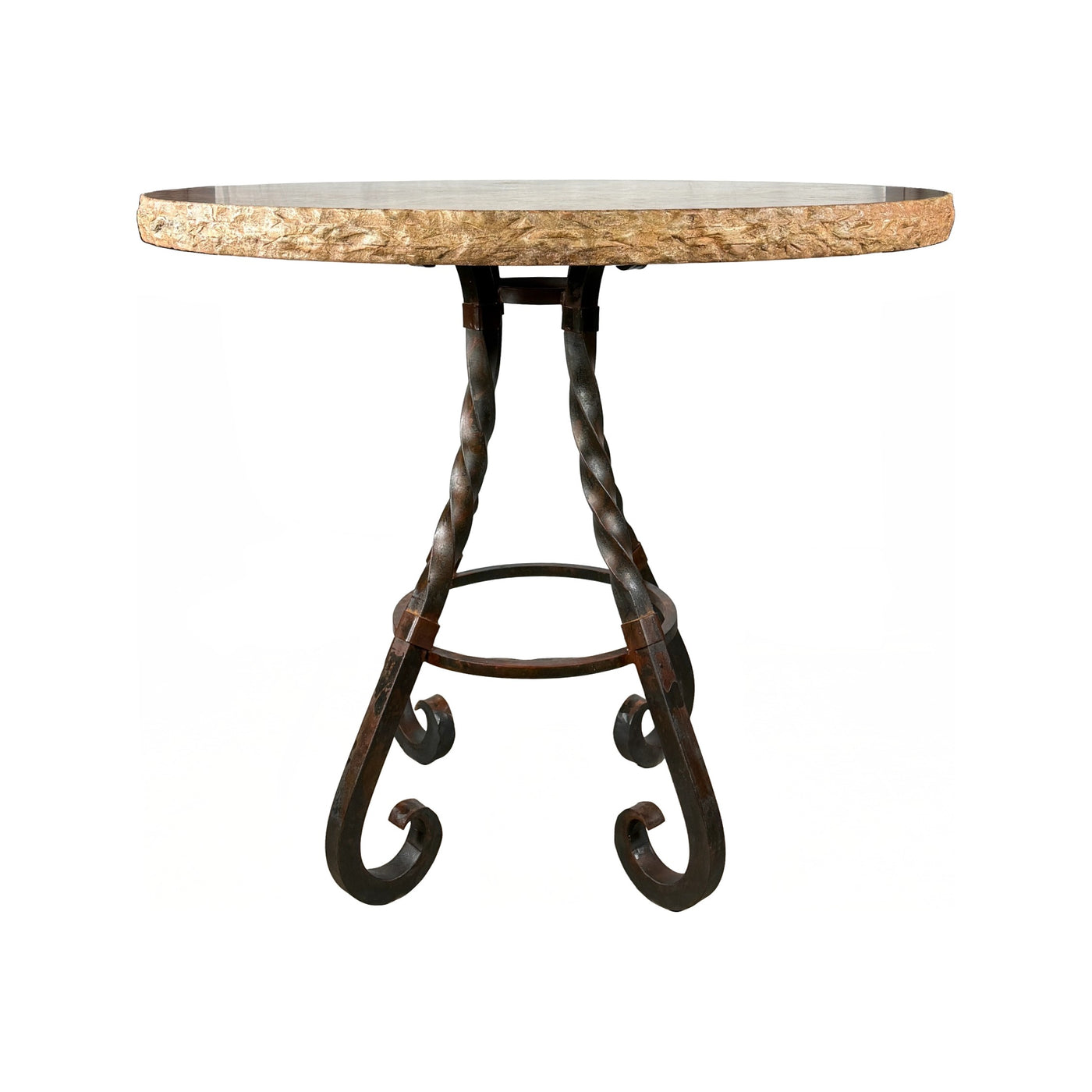 Travertine Top W/ Sierra Iron Pub Base