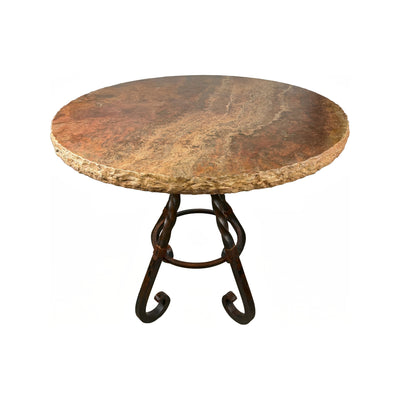 Travertine Top W/ Sierra Iron Pub Base