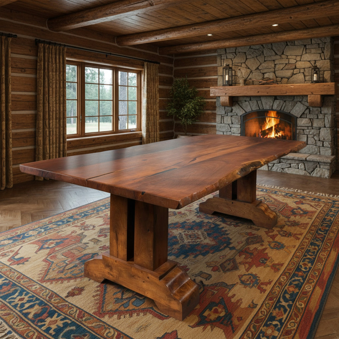 Black Inlay Mesquite Dining Table