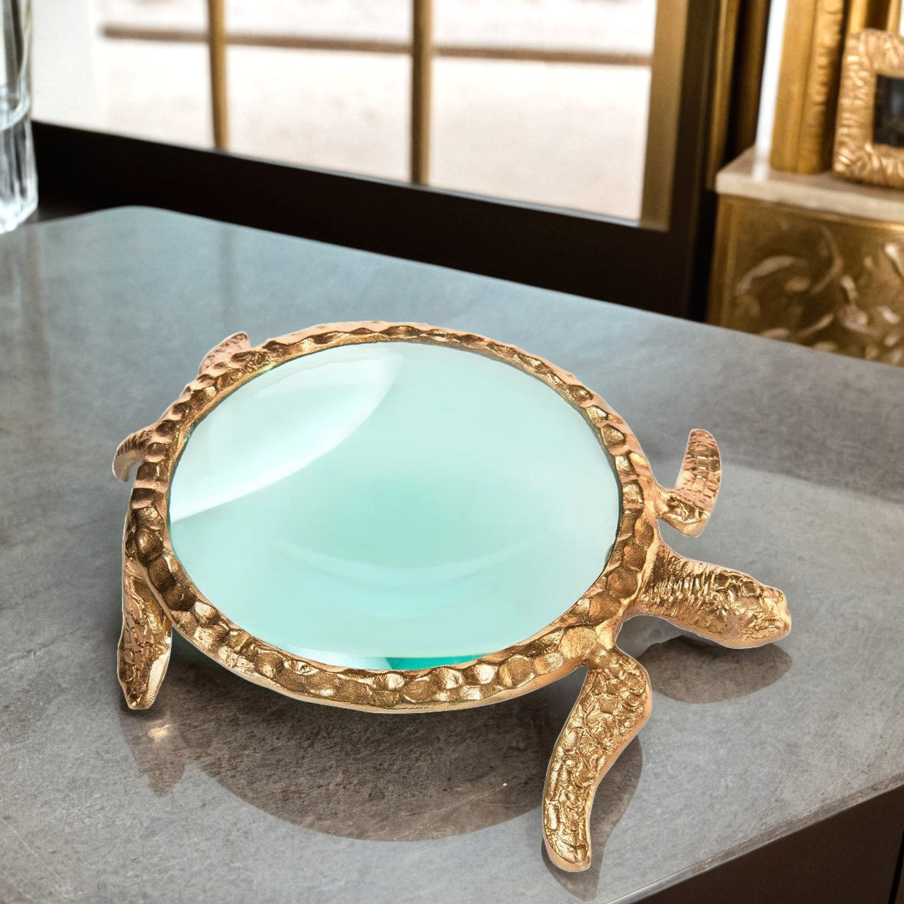 Sea Turtle Magnifying Glass Accent