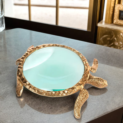 Sea Turtle Magnifying Glass Accent