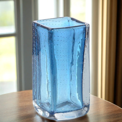 Blue Mist Bubble Glass Vase