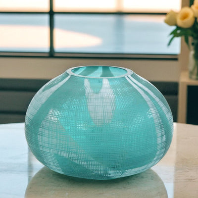 Aqua Lattice Glass Vase