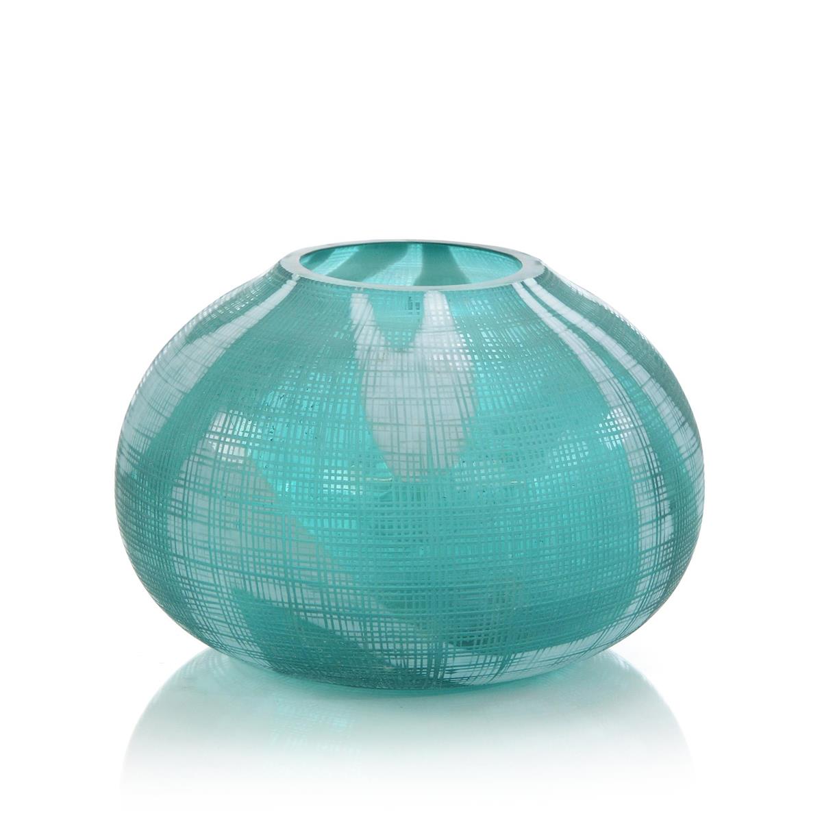 Aqua Lattice Glass Vase