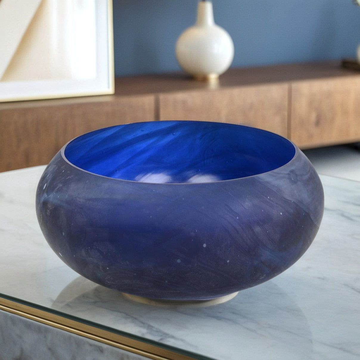 Indigo Aura Art Glass Bowl
