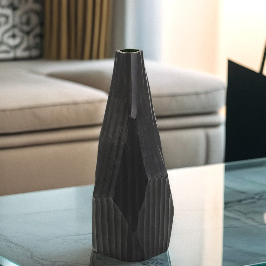 Obsidian Crest Ceramic Vase