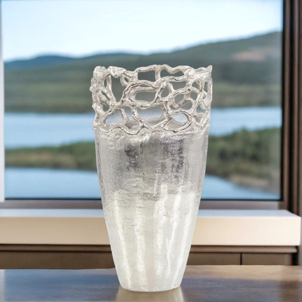 Silver Lace Artisan Vase