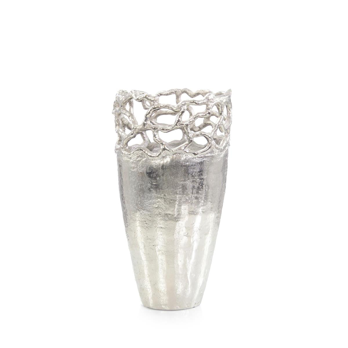 Silver Lace Artisan Vase