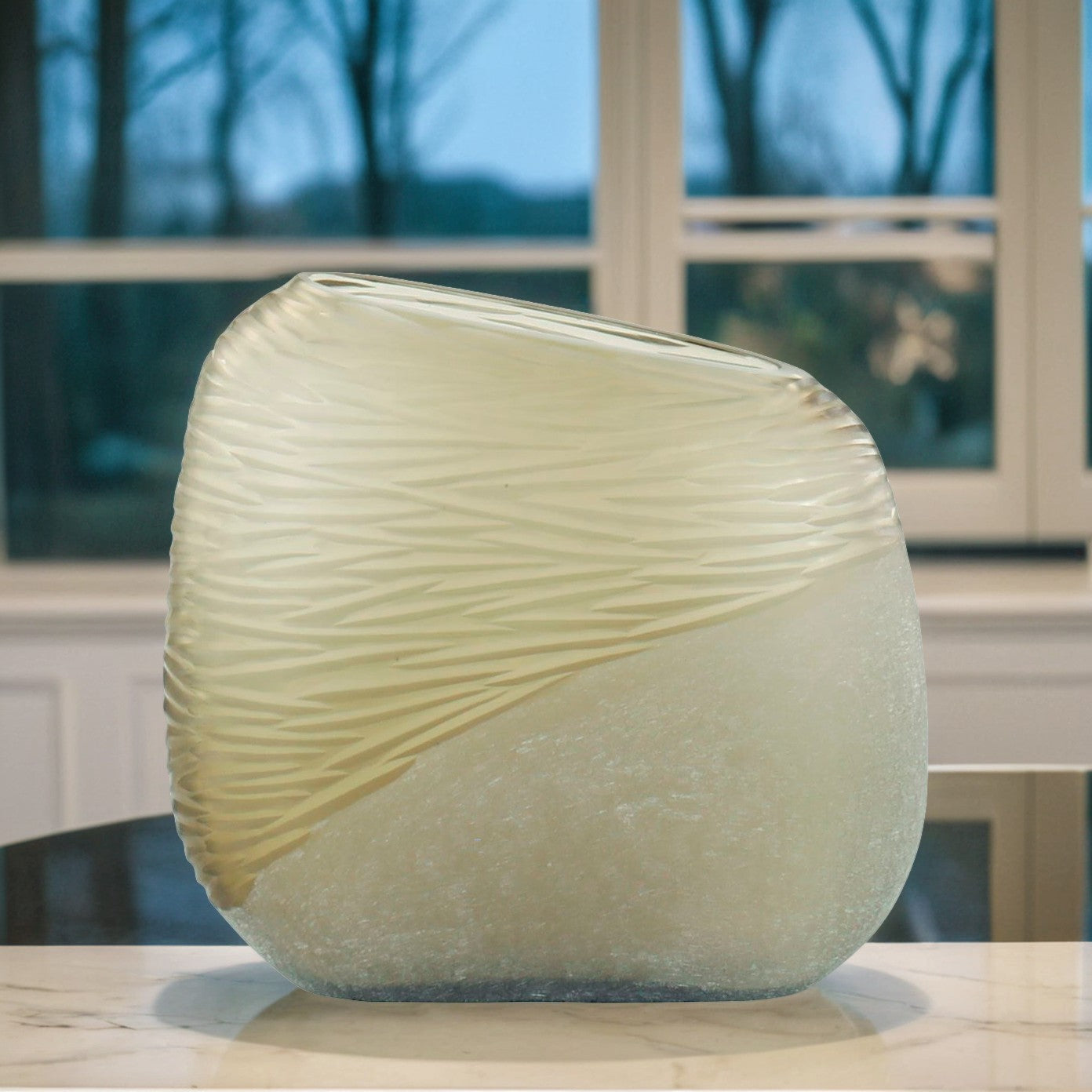 Sandstone Glow Textured Glass Vase