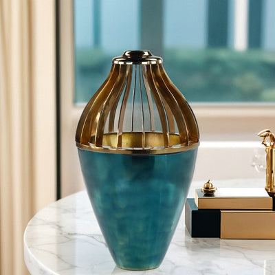 Azure Cage Accent Vase