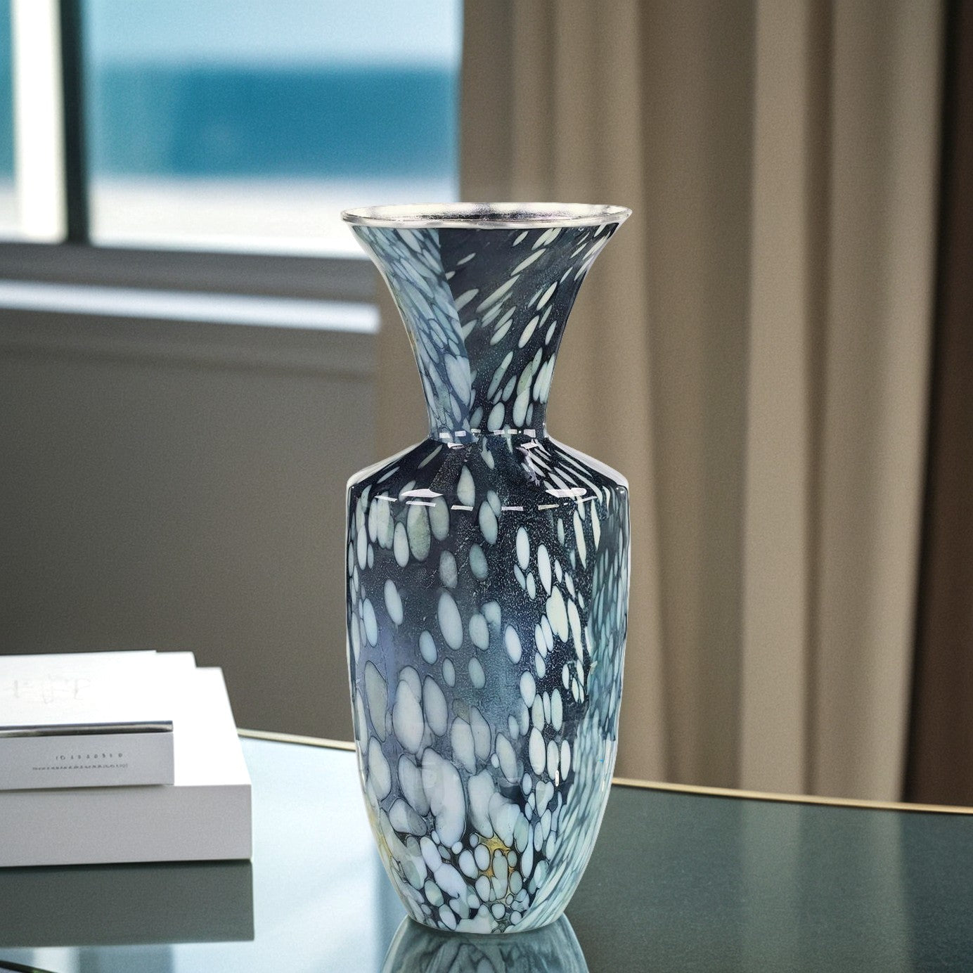 Midnight Cascade Glass Vase