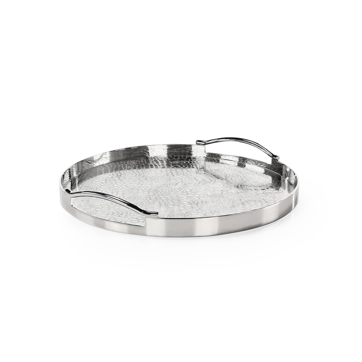 Luxe Hammered Nickel Round Tray