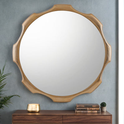 Gold Scalloped Round Mirror