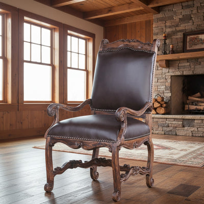 Dining Arm Chair With Leather