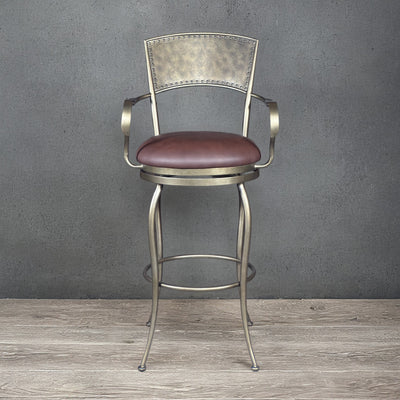 Metal Bar Stool W/ Leather Seat