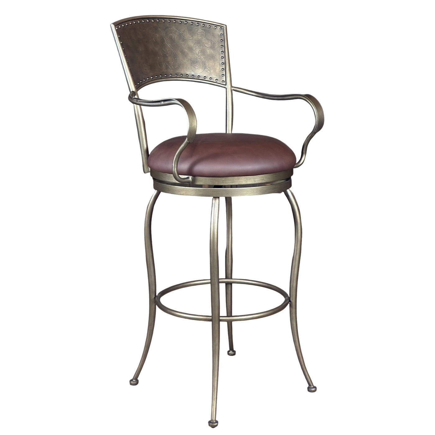 Metal Bar Stool W/ Leather Seat